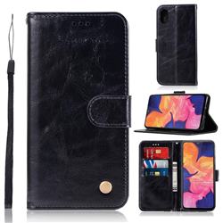 Luxury Retro Leather Wallet Case for Samsung Galaxy A10e - Black