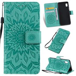 Embossing Sunflower Leather Wallet Case for Samsung Galaxy A10e - Green