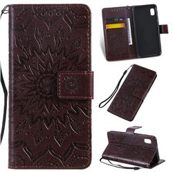 Embossing Sunflower Leather Wallet Case for Samsung Galaxy A10e - Brown