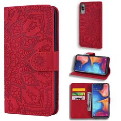 Retro Embossing Mandala Flower Leather Wallet Case for Samsung Galaxy A10e - Red