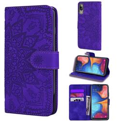 Retro Embossing Mandala Flower Leather Wallet Case for Samsung Galaxy A10e - Purple