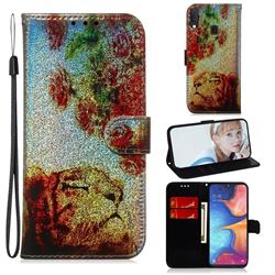 Tiger Rose Laser Shining Leather Wallet Phone Case for Samsung Galaxy A10e