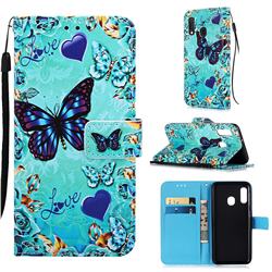 Love Butterfly Matte Leather Wallet Phone Case for Samsung Galaxy A10e