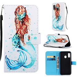 Mermaid Matte Leather Wallet Phone Case for Samsung Galaxy A10e