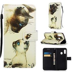 Cat Confrontation Matte Leather Wallet Phone Case for Samsung Galaxy A10e