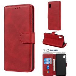 Retro Calf Matte Leather Wallet Phone Case for Samsung Galaxy A10e - Red