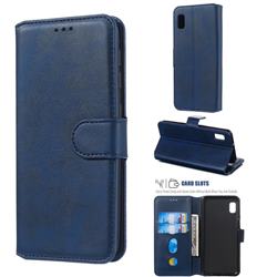 Retro Calf Matte Leather Wallet Phone Case for Samsung Galaxy A10e - Blue
