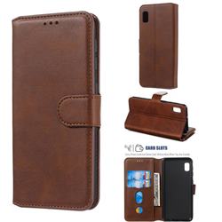 Retro Calf Matte Leather Wallet Phone Case for Samsung Galaxy A10e - Brown