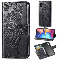 Embossing Mandala Flower Butterfly Leather Wallet Case for Samsung Galaxy A10e - Black