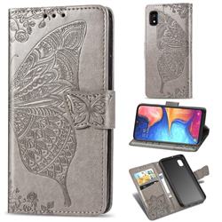 Embossing Mandala Flower Butterfly Leather Wallet Case for Samsung Galaxy A10e - Gray