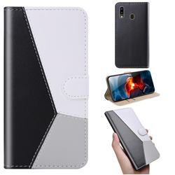 Tricolour Stitching Wallet Flip Cover for Samsung Galaxy A10e - Black