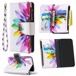 Seven-color Flowers Binfen Color BF03 Retro Zipper Leather Wallet Phone Case for Samsung Galaxy A10e