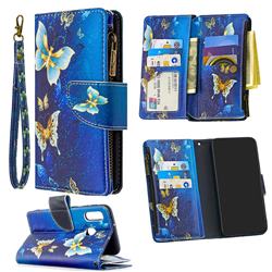 Golden Butterflies Binfen Color BF03 Retro Zipper Leather Wallet Phone Case for Samsung Galaxy A10e