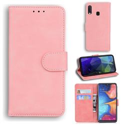 Retro Classic Skin Feel Leather Wallet Phone Case for Samsung Galaxy A10e - Pink