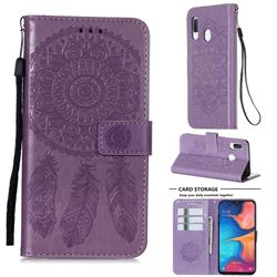 Embossing Dream Catcher Mandala Flower Leather Wallet Case for Samsung Galaxy A10e - Purple