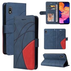 Luxury Two-color Stitching Leather Wallet Case Cover for Samsung Galaxy A10e - Blue