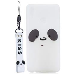 White Feather Panda Soft Kiss Candy Hand Strap Silicone Case for Samsung Galaxy A10s