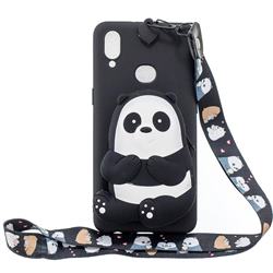 Cute Panda Neck Lanyard Zipper Wallet Silicone Case for Samsung Galaxy A10s