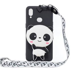 White Panda Neck Lanyard Zipper Wallet Silicone Case for Samsung Galaxy A10s