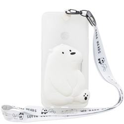 White Polar Bear Neck Lanyard Zipper Wallet Silicone Case for Samsung Galaxy A10s