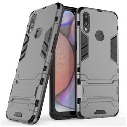 Armor Premium Tactical Grip Kickstand Shockproof Dual Layer Rugged Hard Cover for Samsung Galaxy A10s - Gray