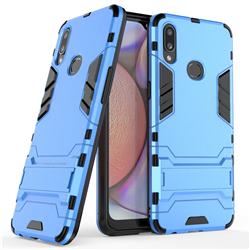 Armor Premium Tactical Grip Kickstand Shockproof Dual Layer Rugged Hard Cover for Samsung Galaxy A10s - Light Blue