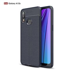 Luxury Auto Focus Litchi Texture Silicone TPU Back Cover for Samsung Galaxy A10s - Dark Blue
