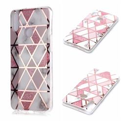 Pink Rhombus Galvanized Rose Gold Marble Phone Back Cover for Samsung Galaxy A10s
