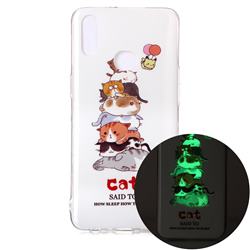 Cute Cat Noctilucent Soft TPU Back Cover for Samsung Galaxy A10s