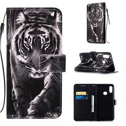 Black and White Tiger Matte Leather Wallet Phone Case for Samsung Galaxy A10s