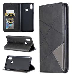 Prismatic Slim Magnetic Sucking Stitching Wallet Flip Cover for Samsung Galaxy A10s - Black