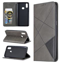 Prismatic Slim Magnetic Sucking Stitching Wallet Flip Cover for Samsung Galaxy A10s - Gray
