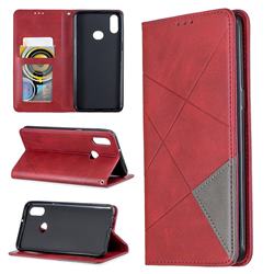 Prismatic Slim Magnetic Sucking Stitching Wallet Flip Cover for Samsung Galaxy A10s - Red
