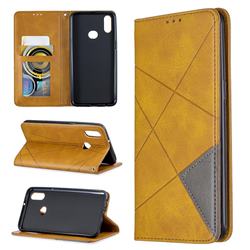 Prismatic Slim Magnetic Sucking Stitching Wallet Flip Cover for Samsung Galaxy A10s - Yellow