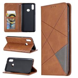Prismatic Slim Magnetic Sucking Stitching Wallet Flip Cover for Samsung Galaxy A10s - Brown