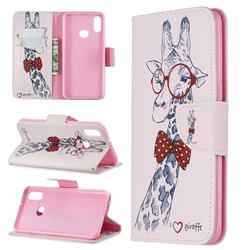 Glasses Giraffe Leather Wallet Case for Samsung Galaxy A10s