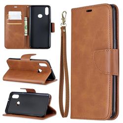 Classic Sheepskin PU Leather Phone Wallet Case for Samsung Galaxy A10s - Brown