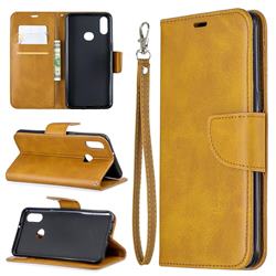 Classic Sheepskin PU Leather Phone Wallet Case for Samsung Galaxy A10s - Yellow