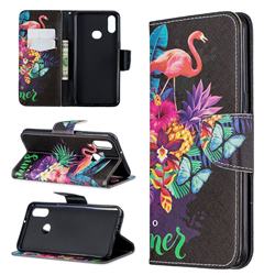 Flowers Flamingos Leather Wallet Case for Samsung Galaxy A10s