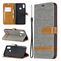 Jeans Cowboy Denim Leather Wallet Case for Samsung Galaxy A10s - Gray