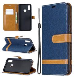 Jeans Cowboy Denim Leather Wallet Case for Samsung Galaxy A10s - Dark Blue