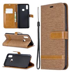Jeans Cowboy Denim Leather Wallet Case for Samsung Galaxy A10s - Brown