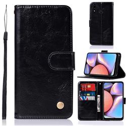 Luxury Retro Leather Wallet Case for Samsung Galaxy A10s - Black