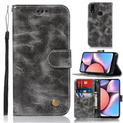 Luxury Retro Leather Wallet Case for Samsung Galaxy A10s - Gray