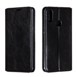 Retro Slim Magnetic Crazy Horse PU Leather Wallet Case for Samsung Galaxy A10s - Black