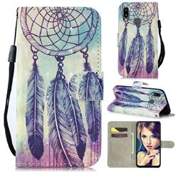 Feather Wind Chimes 3D Painted Leather Wallet Phone Case for Samsung Galaxy A10s