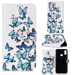 Blue Vivid Butterflies PU Leather Wallet Case for Samsung Galaxy A10s