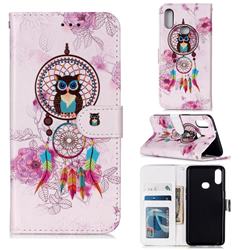 Wind Chimes Owl 3D Relief Oil PU Leather Wallet Case for Samsung Galaxy A10s