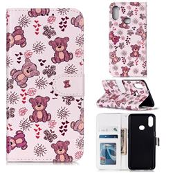 Cute Bear 3D Relief Oil PU Leather Wallet Case for Samsung Galaxy A10s