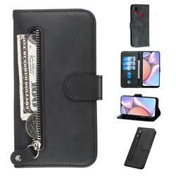 Retro Luxury Zipper Leather Phone Wallet Case for Samsung Galaxy A10s - Black